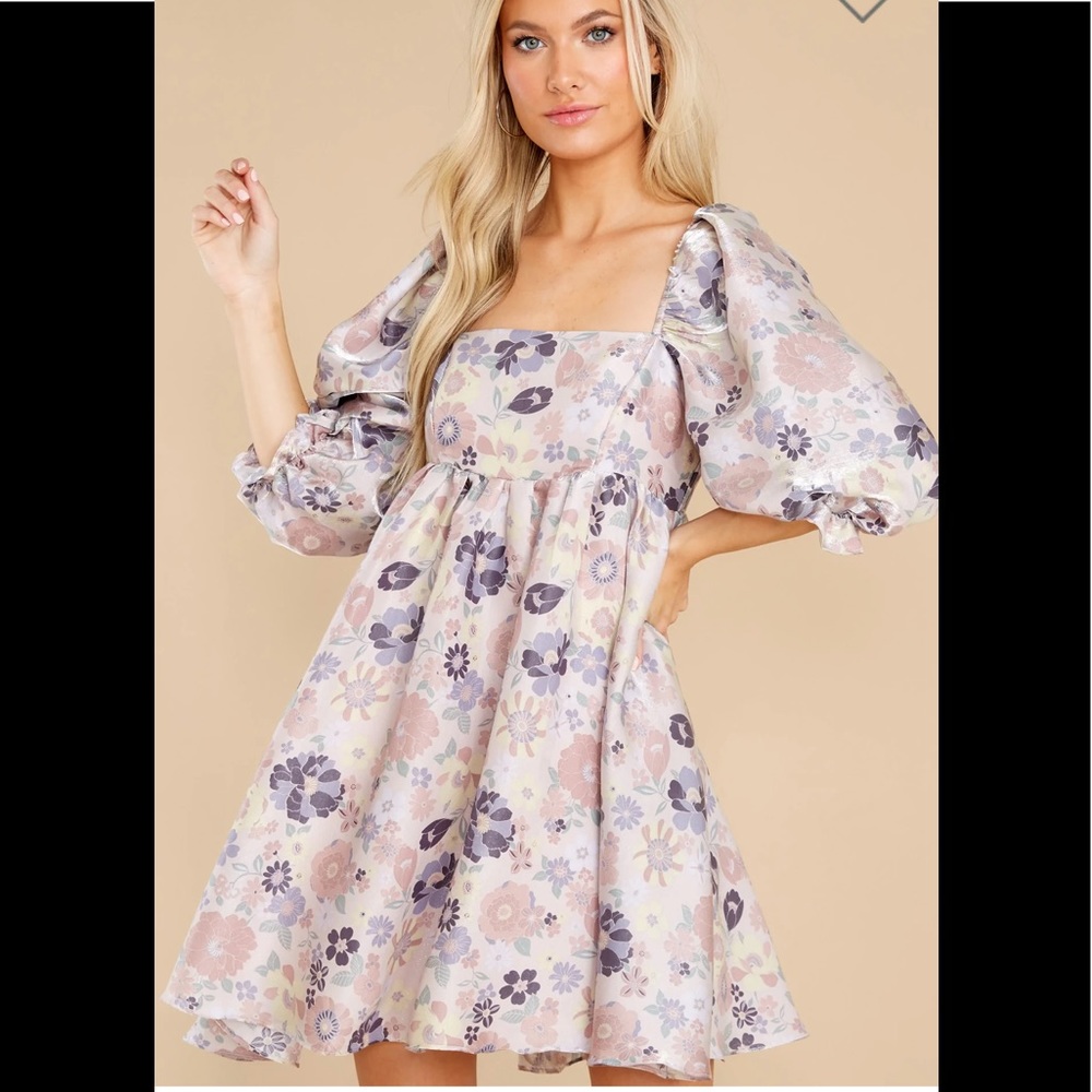 Red Dress Something’s Getting Started Lavender Floral Print